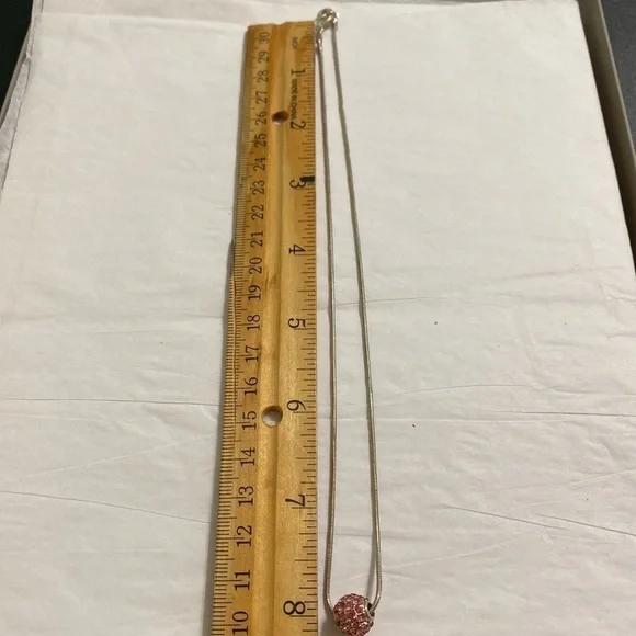 Pink Rhinestones Beaded Circle Sterling Necklace - Picture 7 of 7